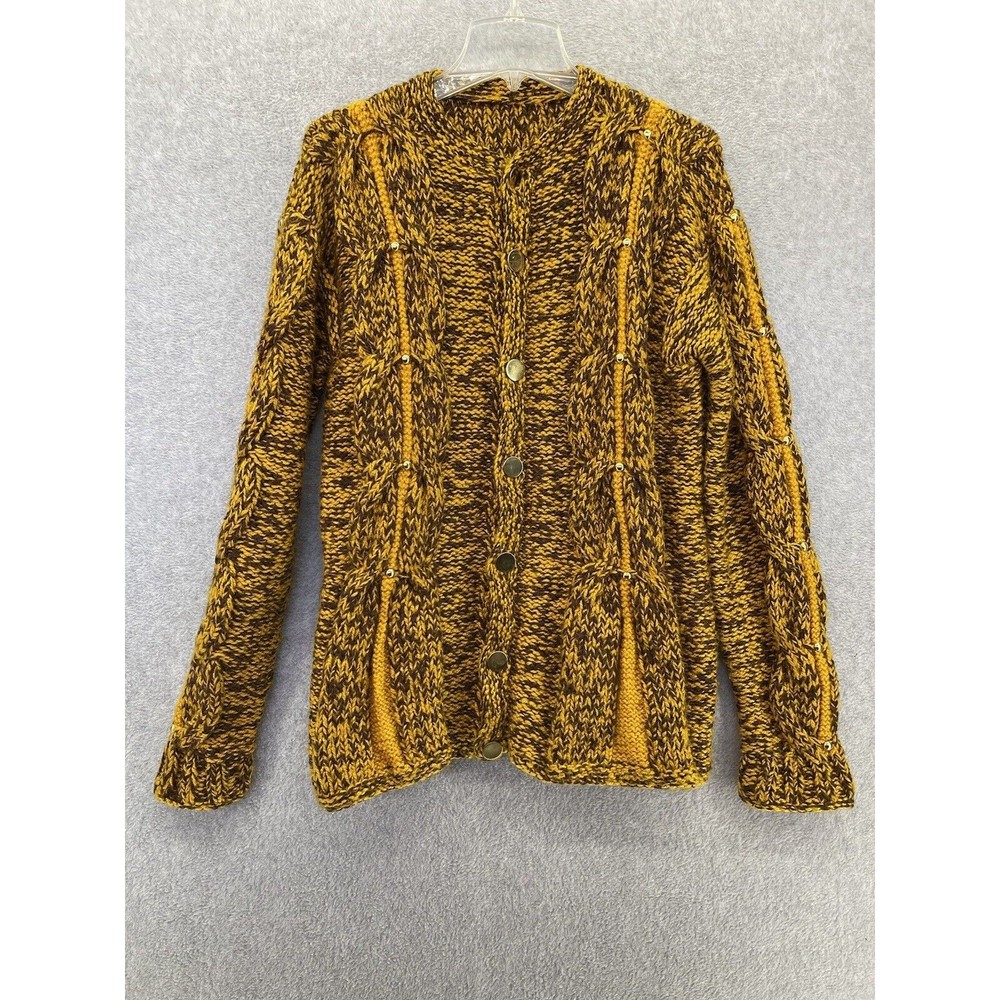 Unbranded Women's Button Front Cardigan Sweater Long Sleeve Size Small Yellow